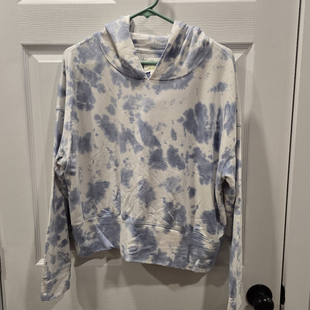 Aerie Blue and White Tie-Dye Cowl Neck Sweater